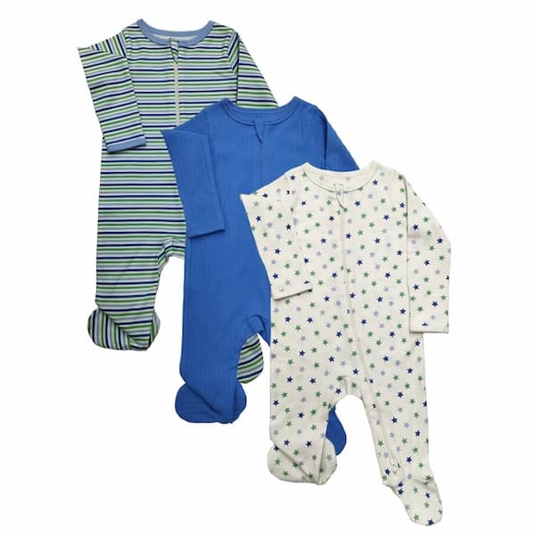 Wonder Nation Organic Cotton Baby Clothing Deals at Walmart: Zip-Front Footed Sleep-N-Play Pajamas, 3-Pack, for only $10, plus more!