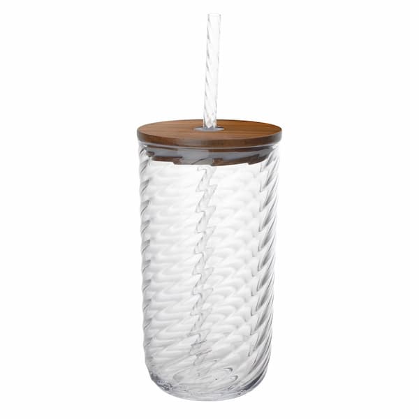 Beautiful by Drew Barrymore 21 oz Clear Tritan Swirl Texture Sipper Tumbler with Lid and Straw deal