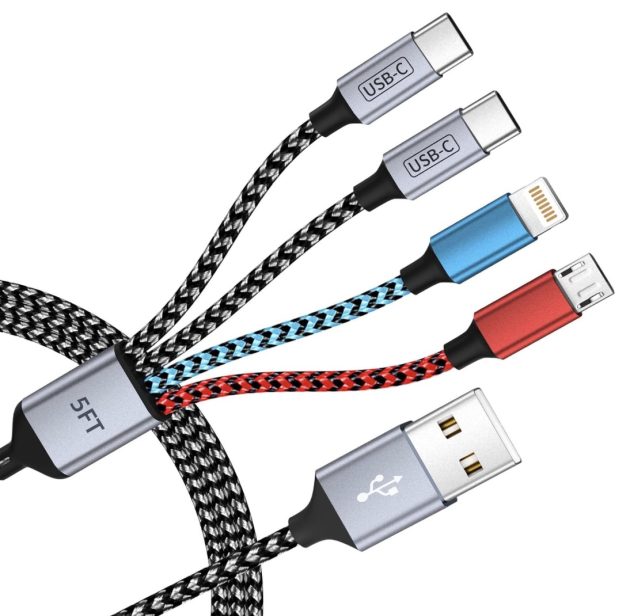 Dual Type-C USB Multi Charging Cable with 2 USB-C/IP/Micro Port only $4.94!