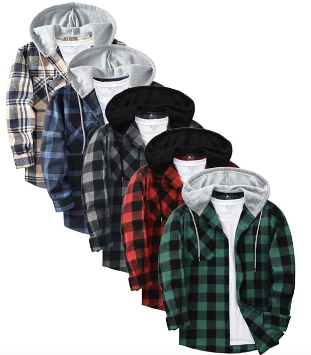Men’s Flannel Shirt Plaid Hoodies (5 pack) only $29.99 shipped!