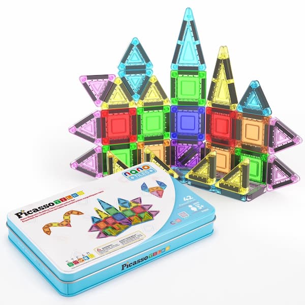 PicassoTiles 40PCS Nano Magnetic Tiles Travel Set 