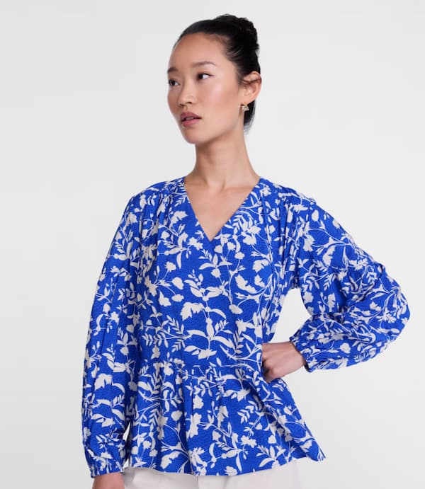Scenario Women's and Women's Plus Gathered Yoke Blouse