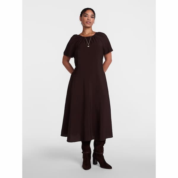 Scenario Women's Puff Sleeve Seamed Dress