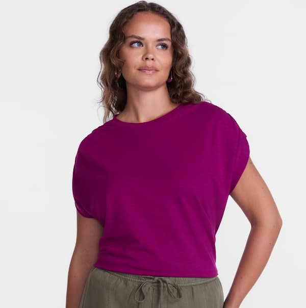 Scenario Women's and Women's Plus Shirred Shoulder Tee