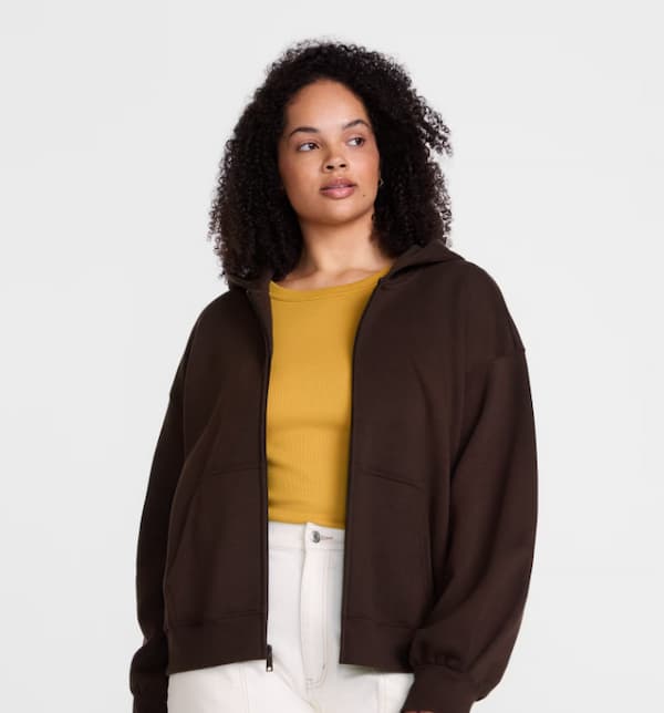 Scenario Women's and Women's Plus Zip Front Fleece Hoodie Jacket