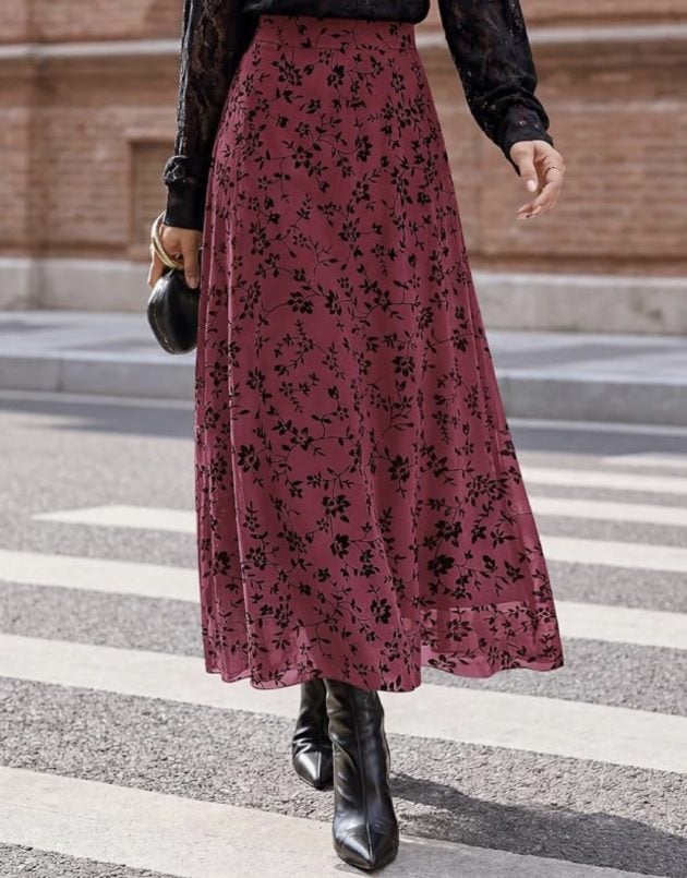Women’s Floral Mesh Maxi Skirt only $21.59!