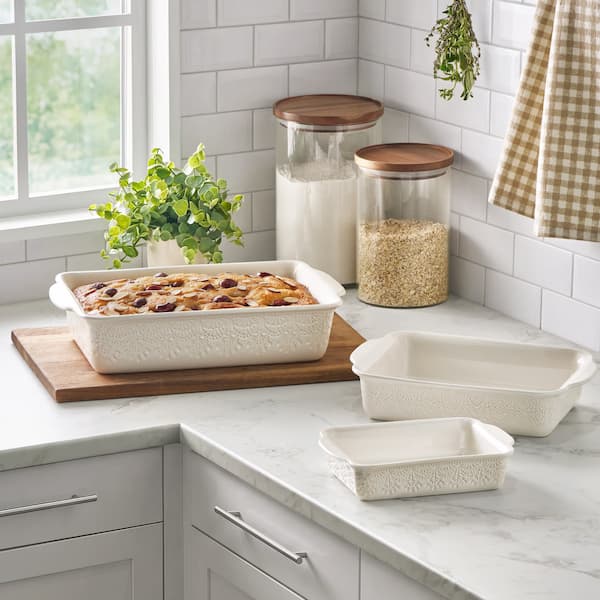 The Pioneer Woman 3-Piece Vintage Lace Ceramic Bakeware Set