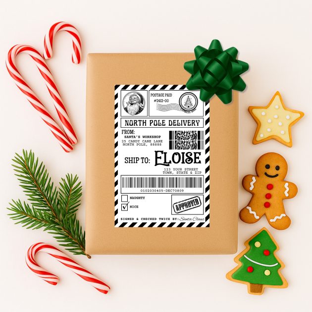 Printed North Pole Shipping Labels (Peel & Stick) as low as $5.96!